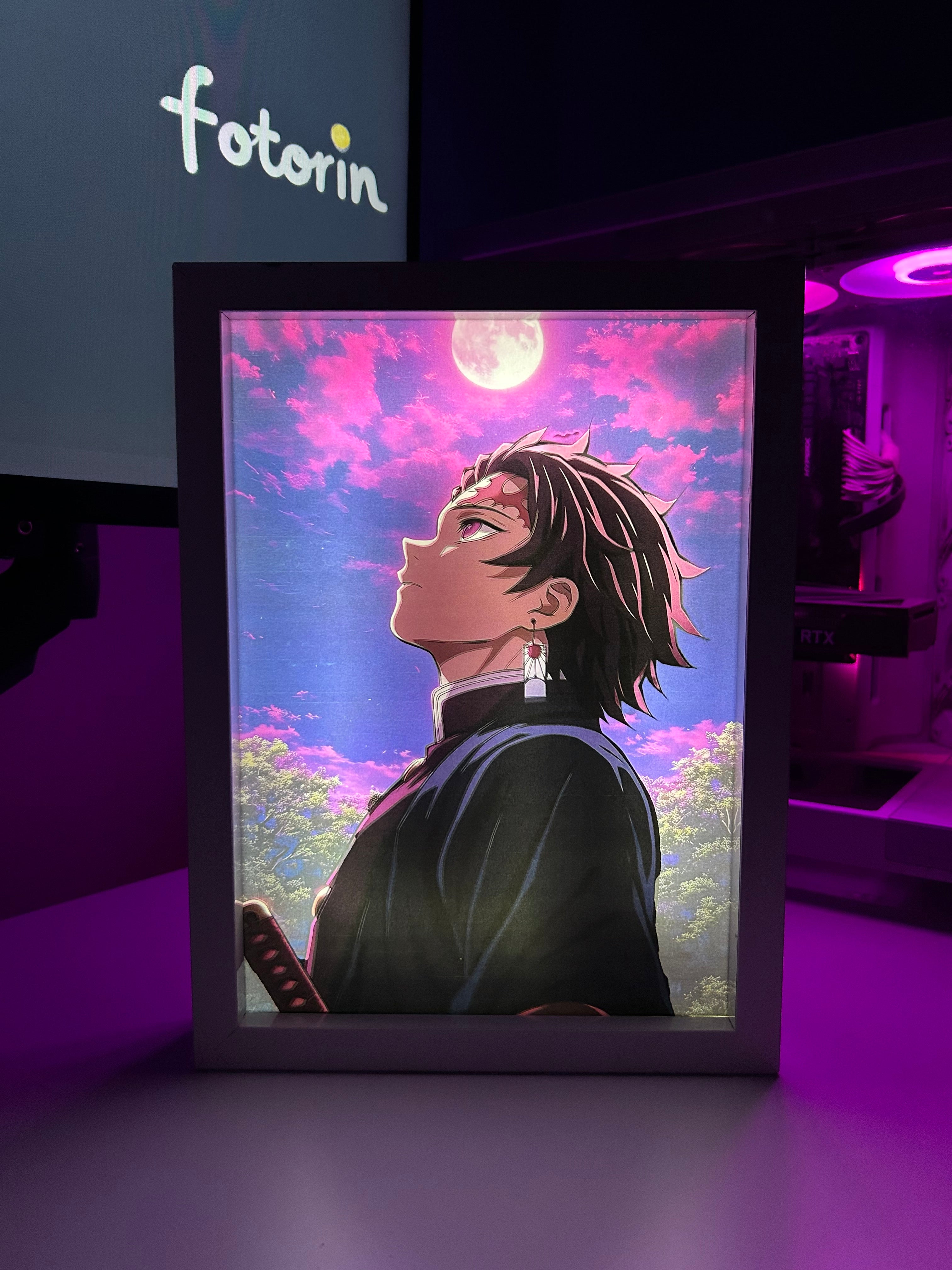 Premium LED Işıklı Tablo - Tanjiro Kamado