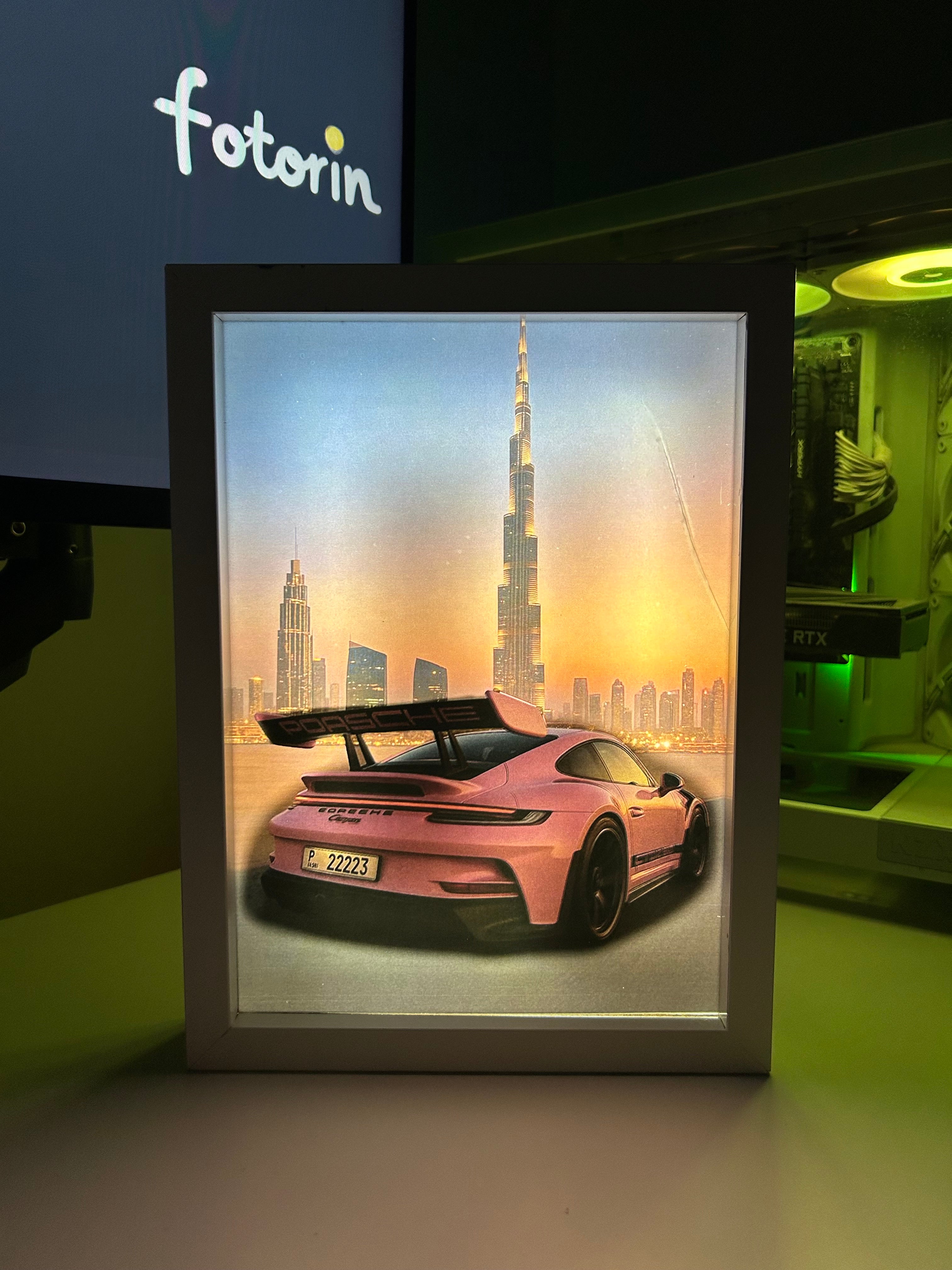 Premium LED Işıklı Tablo - Porsche