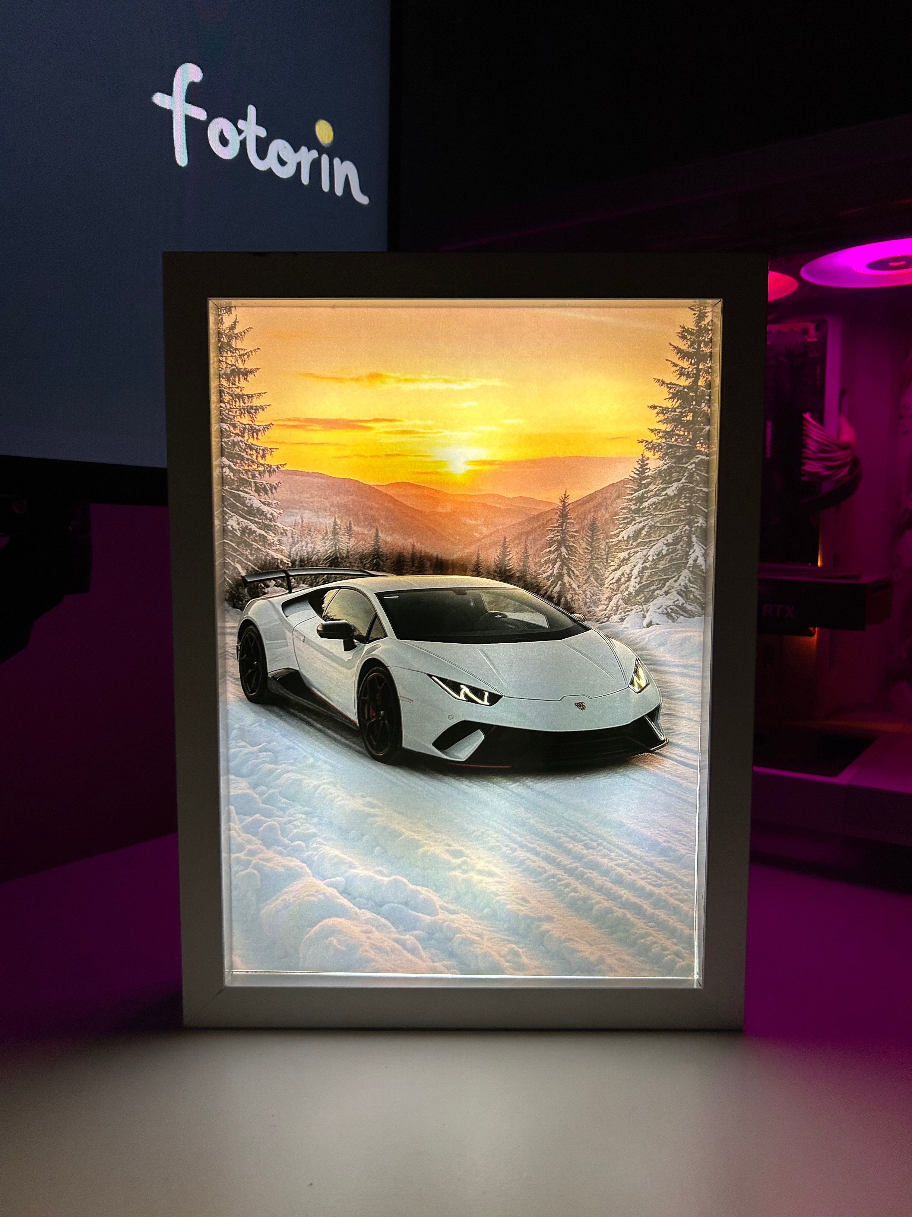 Premium LED Işıklı Tablo - Lamborghini