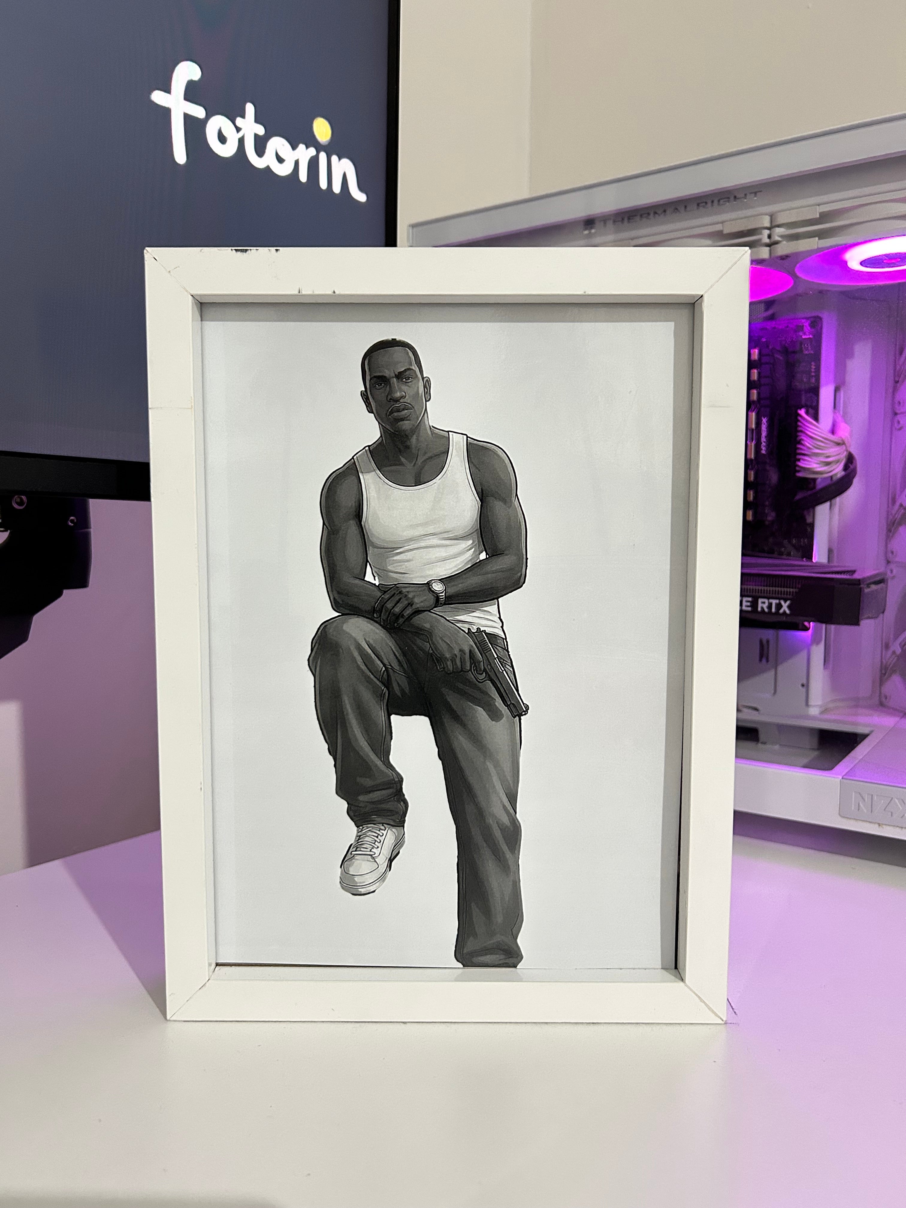 Premium LED Işıklı Tablo - GTA ( Carl Johnson )