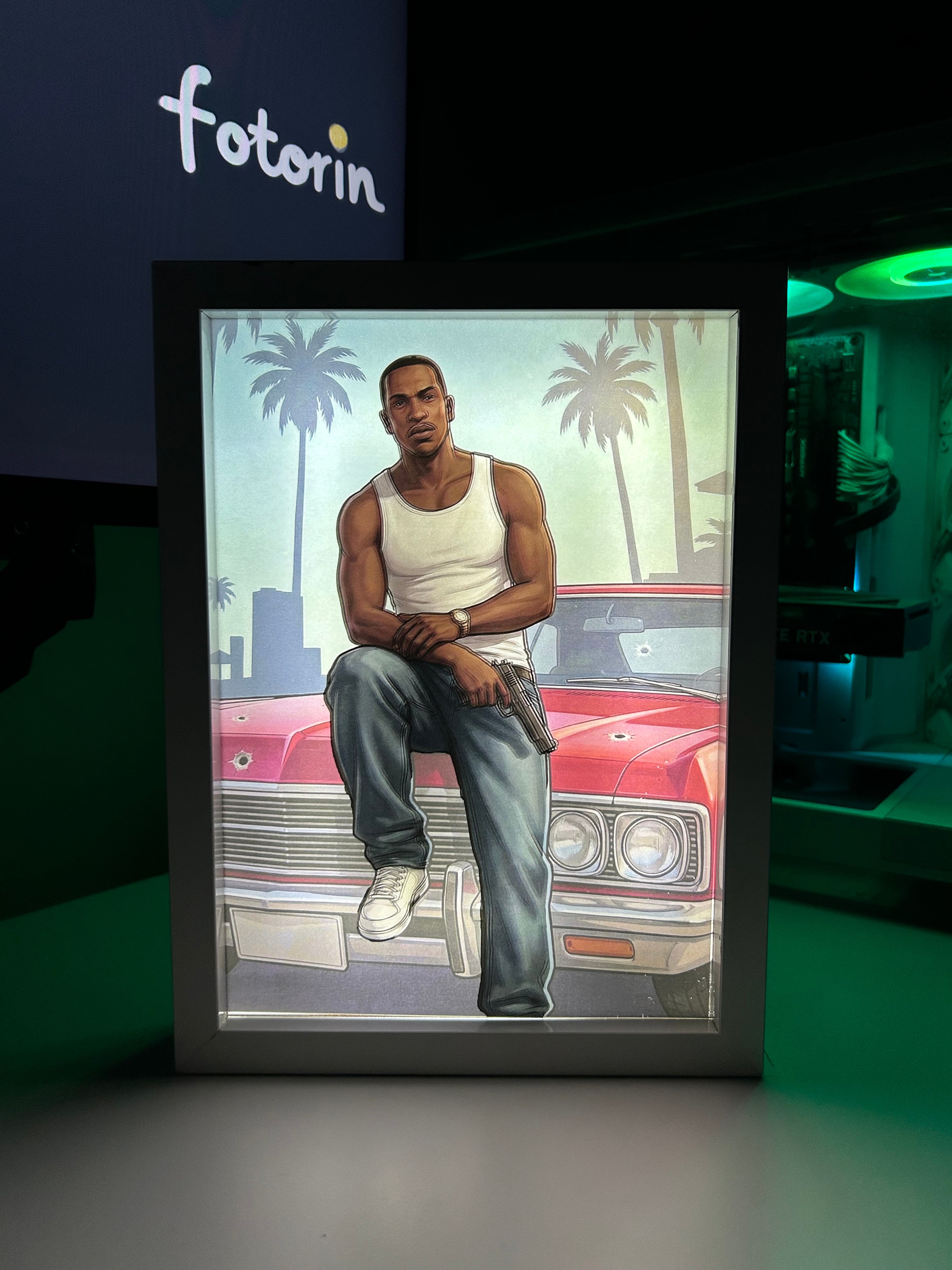 Premium LED Işıklı Tablo - GTA ( Carl Johnson )