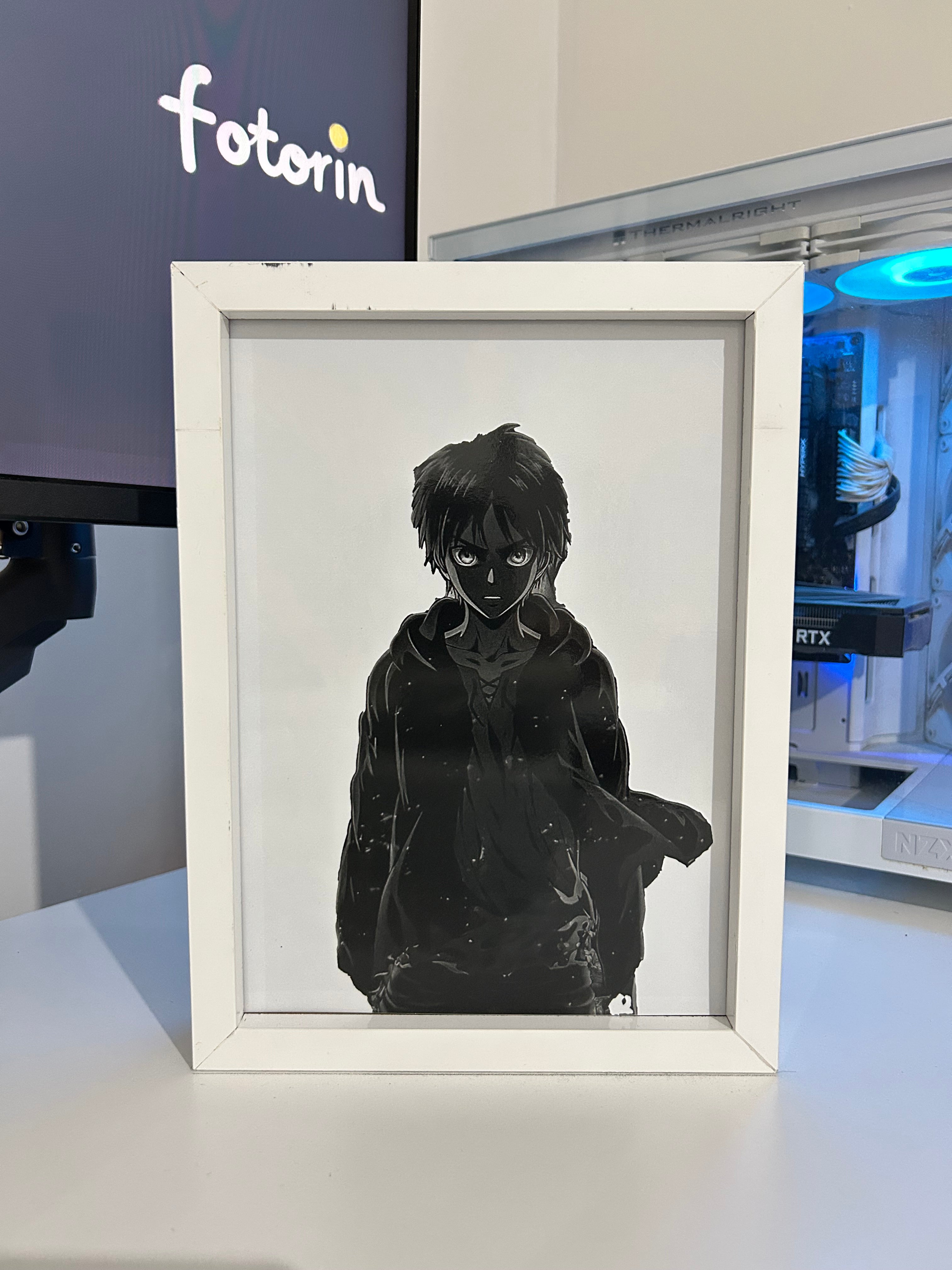 Premium LED Işıklı Tablo - Eren Yeager