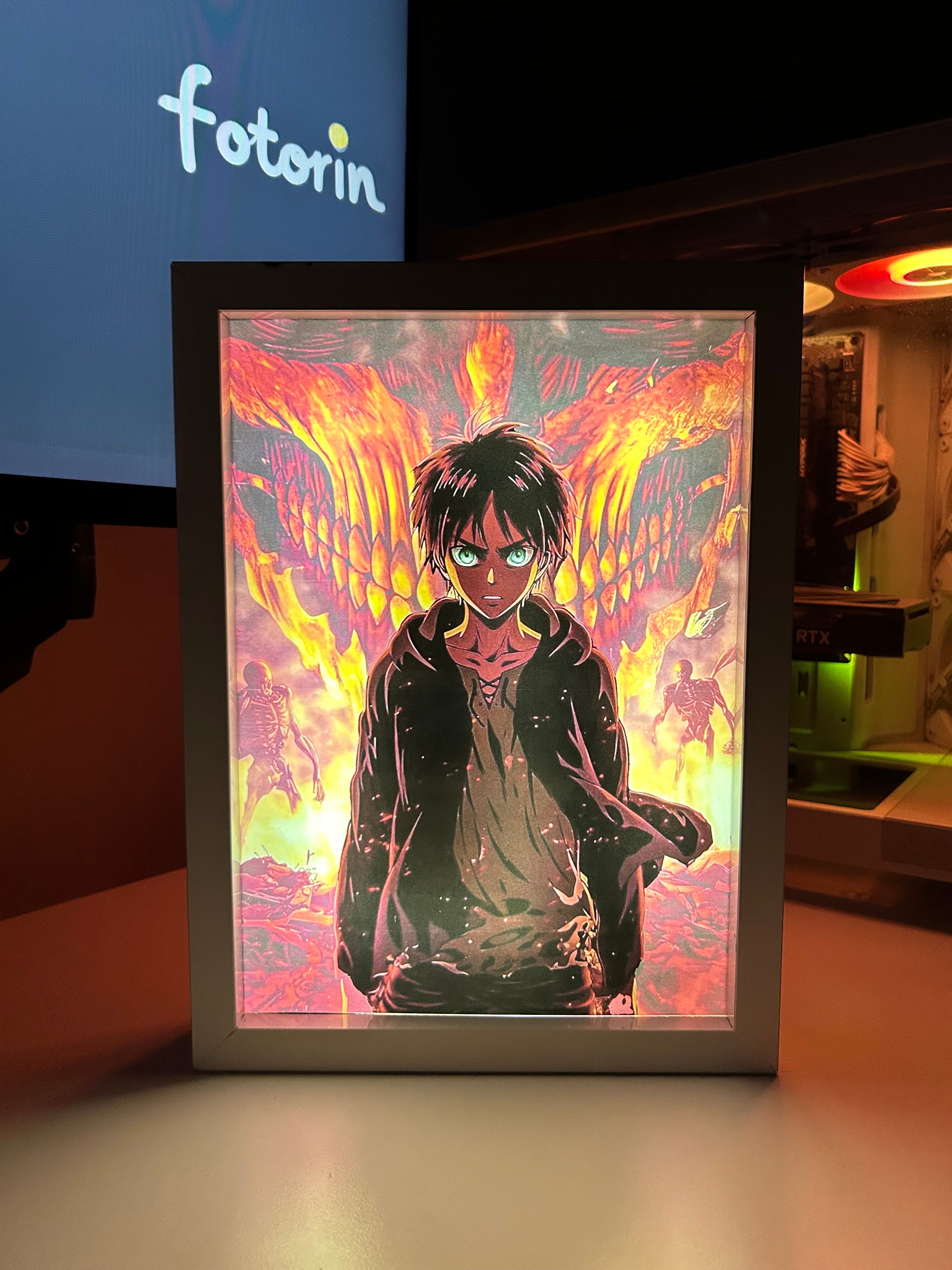 Premium LED Işıklı Tablo - Eren Yeager